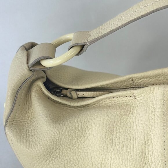 DKNY Vintage Vanilla Pebbled Leather Shoulder Purse Handbag Single Handle Zipper - Picture 10 of 12